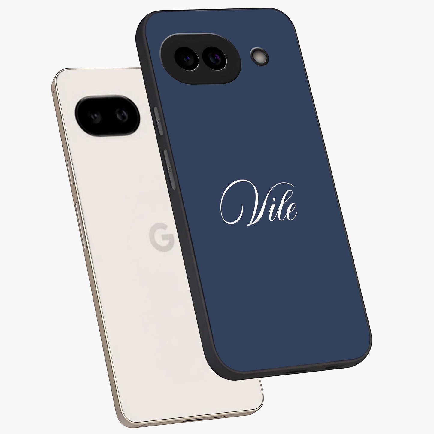 Blue Vintage Floral Pattern Glass Case showing flat back view with elegant vintage floral artwork and glossy glass finish.