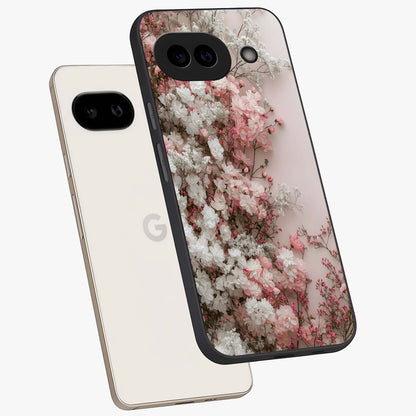 Blush Blossom Cloud Glass Case displayed in angled mockup highlighting soft cloud and blossom design with pastel aesthetic.