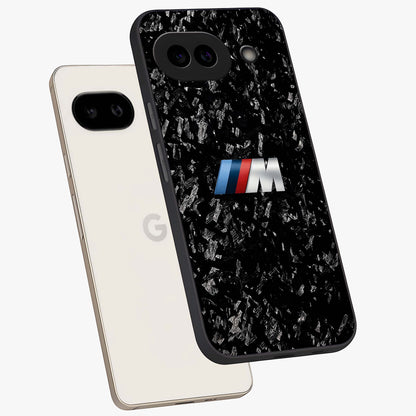 Carbon Speed Mark Glass Case displayed in angled mockup highlighting racing inspired carbon design and sleek aesthetic style.