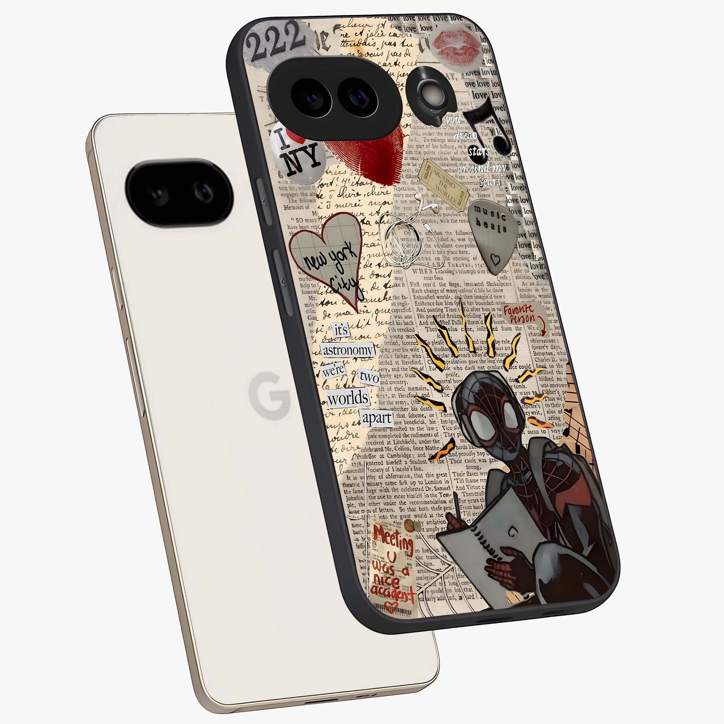 City Dream Sketch Glass Case displayed in angled mockup highlighting minimal city illustration with aesthetic sketch style.