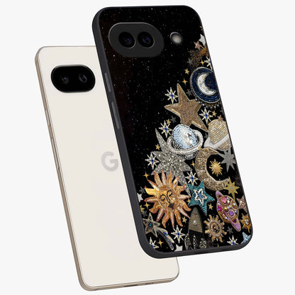 Cosmic Sparkle Dreams Glass Case displayed in angled mockup highlighting dreamy star sparkle design with celestial aesthetic.