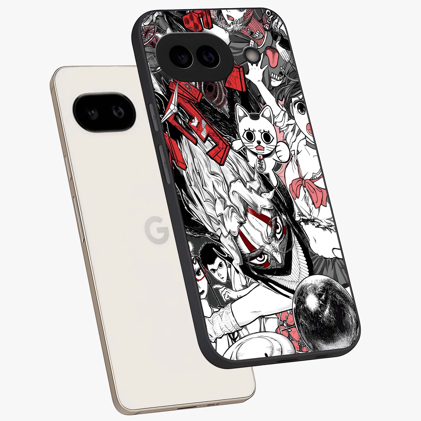 Crimson Chaos Panel Glass Case displayed in angled mockup highlighting chaotic panel style design with modern graphic theme.