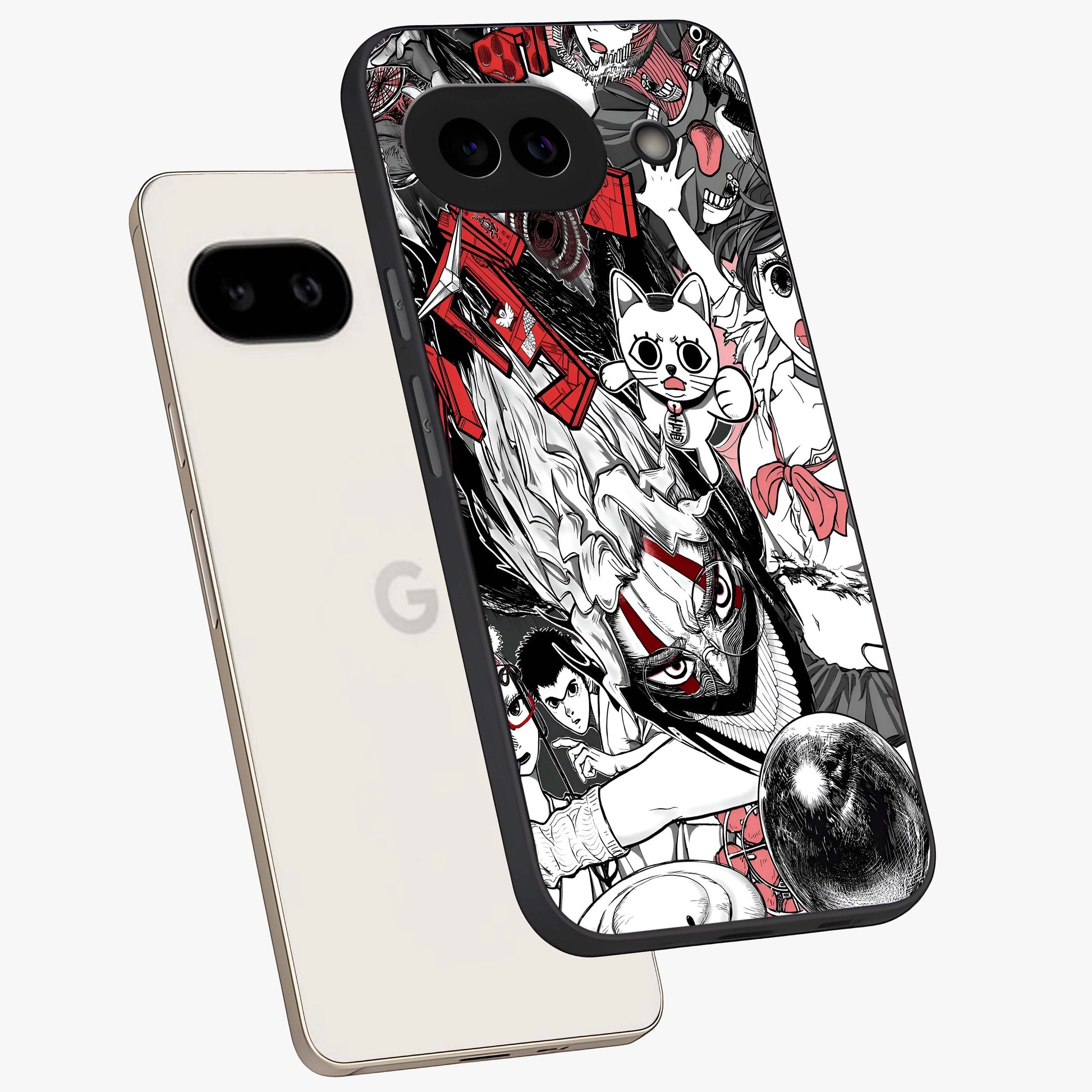 Crimson Chaos Panel Glass Case displayed in angled mockup highlighting chaotic panel style design with modern graphic theme.