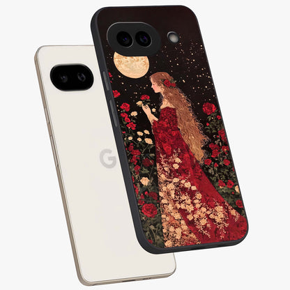 Crimson Dreams Glass Case displayed in angled mockup highlighting soft crimson aesthetic design with artistic theme.