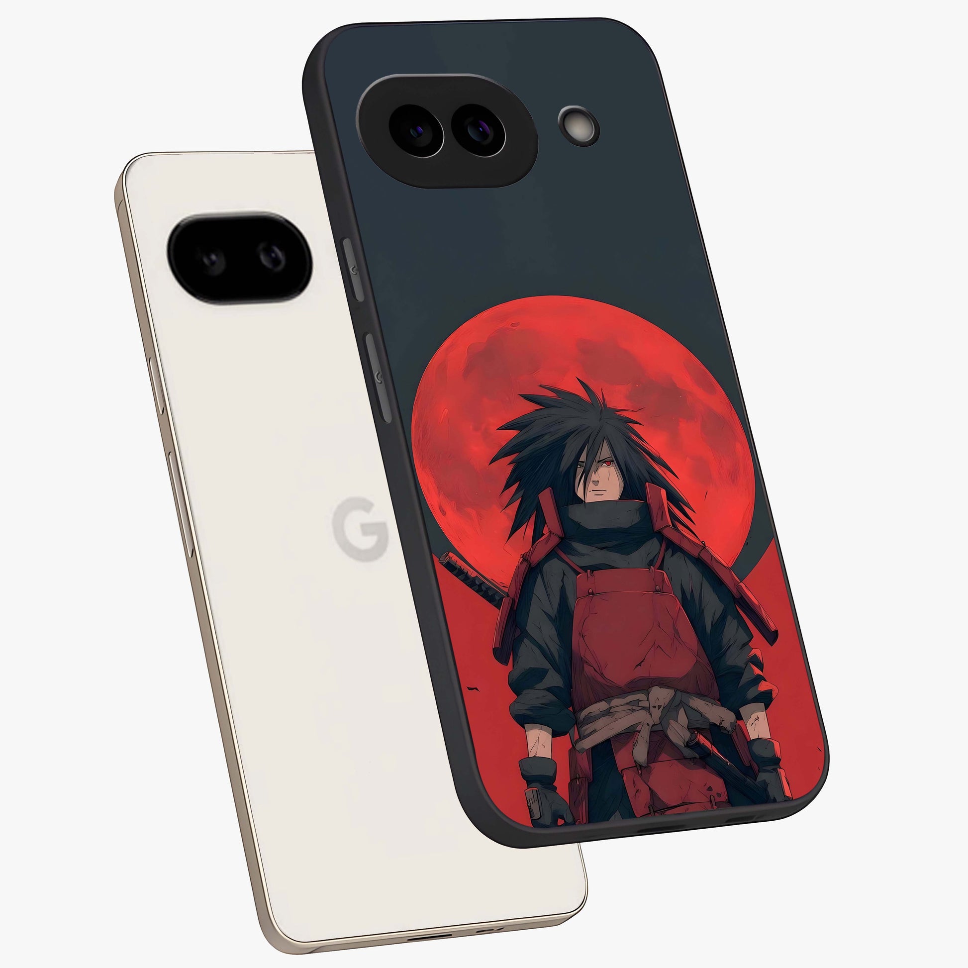Crimson Moon Warlord Glass Case displayed in angled mockup highlighting dramatic crimson moon design with fantasy aesthetic.
