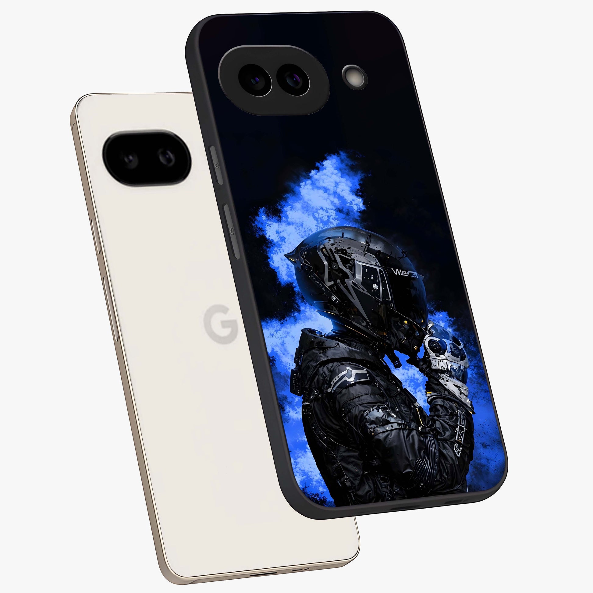 Cyber Sentinel Protocol Glass Case displayed in angled mockup highlighting digital cyber design with sci-fi aesthetic style.