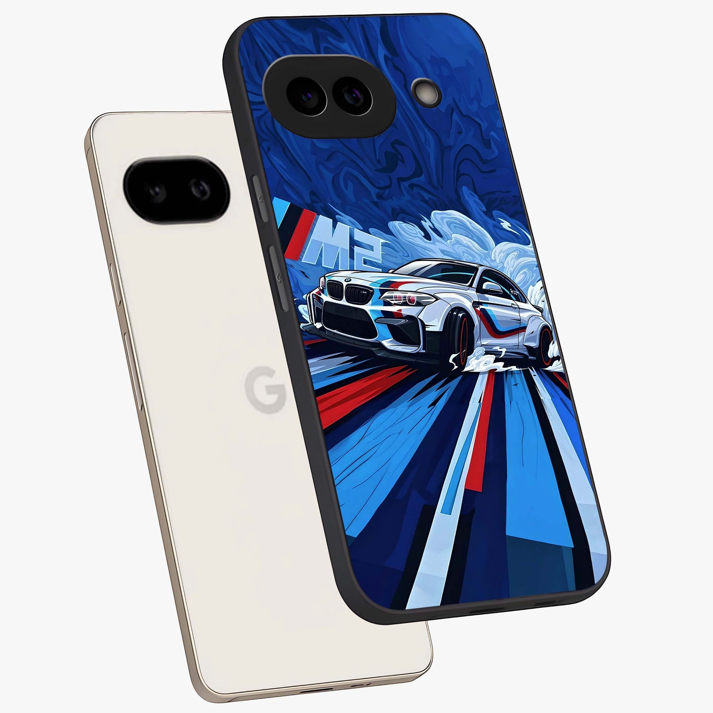 Drift Power Rush Glass Case displayed in angled mockup highlighting powerful drift car design with sporty aesthetic style.