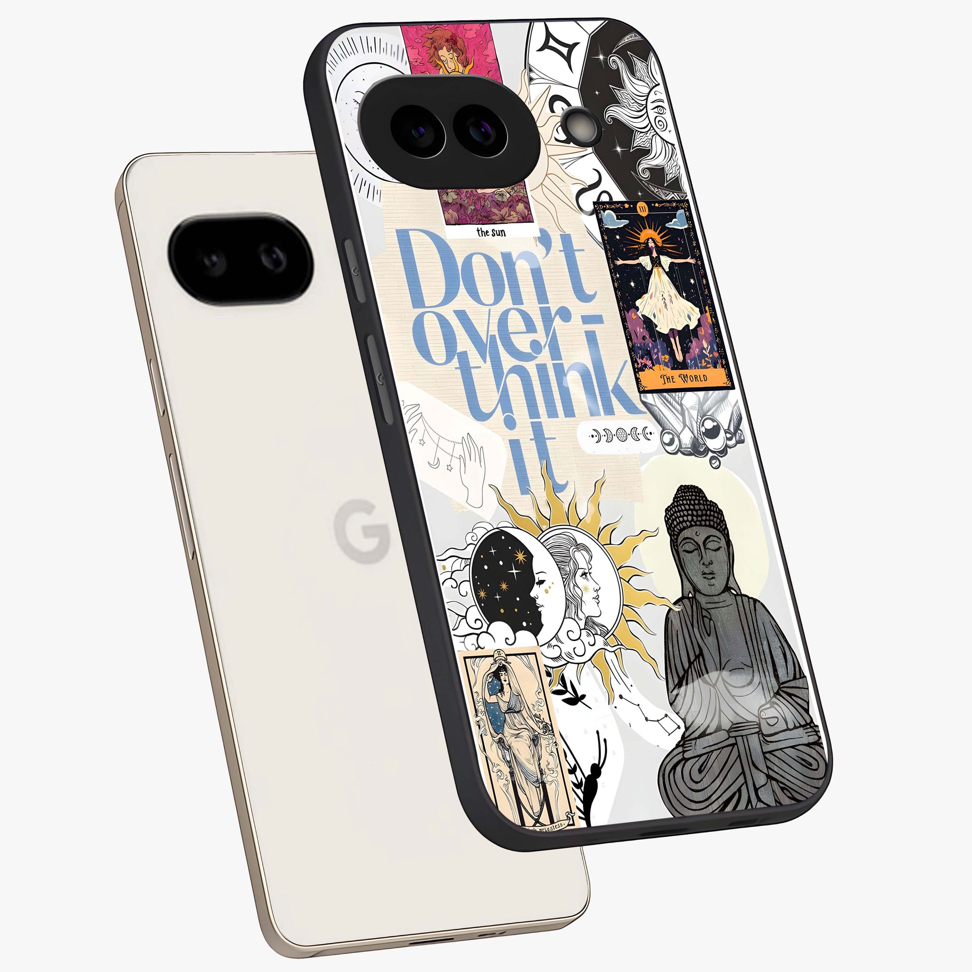 Ethereal Thoughts Glass Case displayed in angled mockup highlighting soft abstract design with calm ethereal aesthetic.