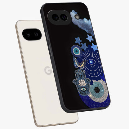 Galactic Charm Cluster Glass Case displayed in angled mockup highlighting luminous galaxy inspired design with dreamy aesthetic.
