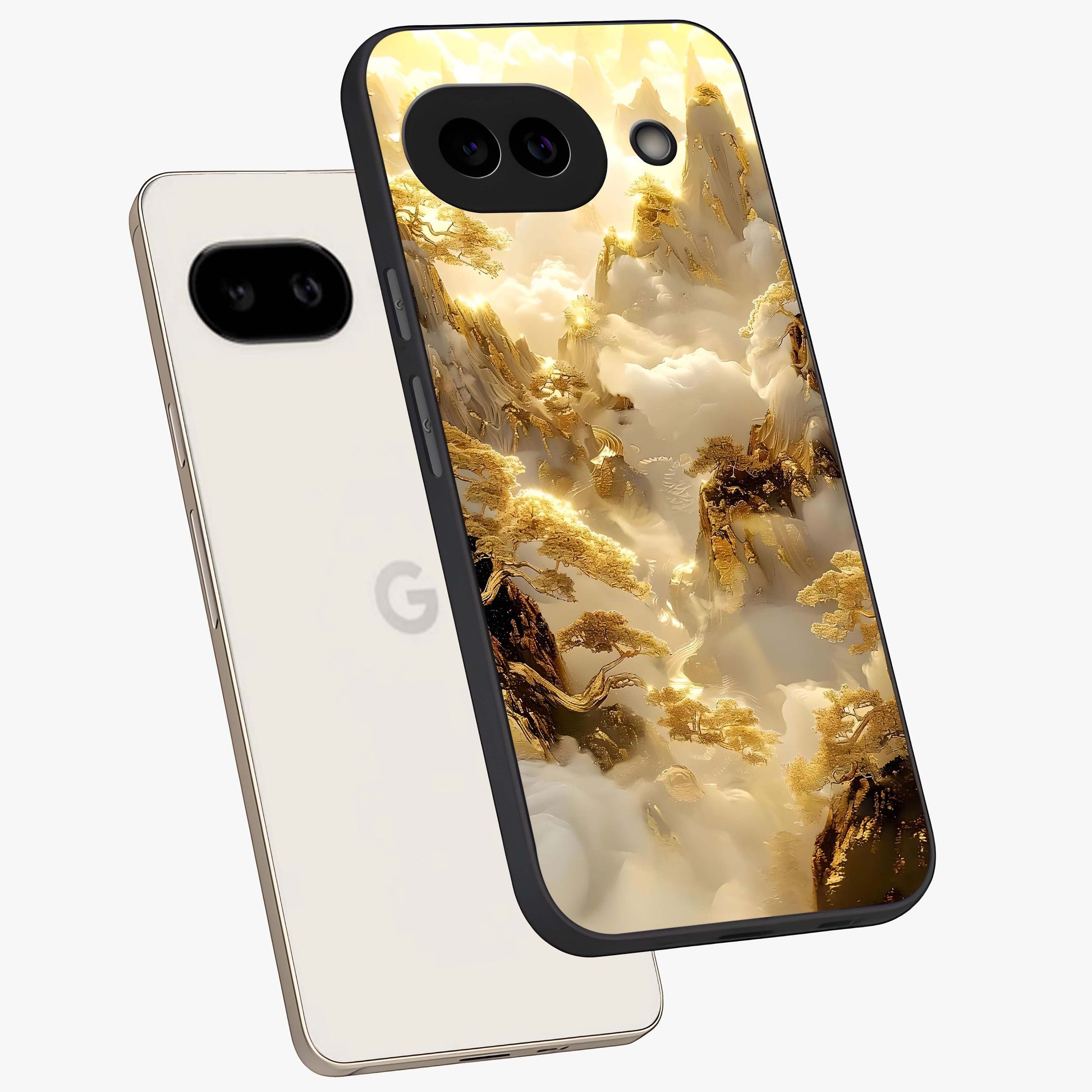 Gates Of Illumination Glass Case displayed in angled mockup highlighting radiant portal inspired design with fantasy aesthetic.