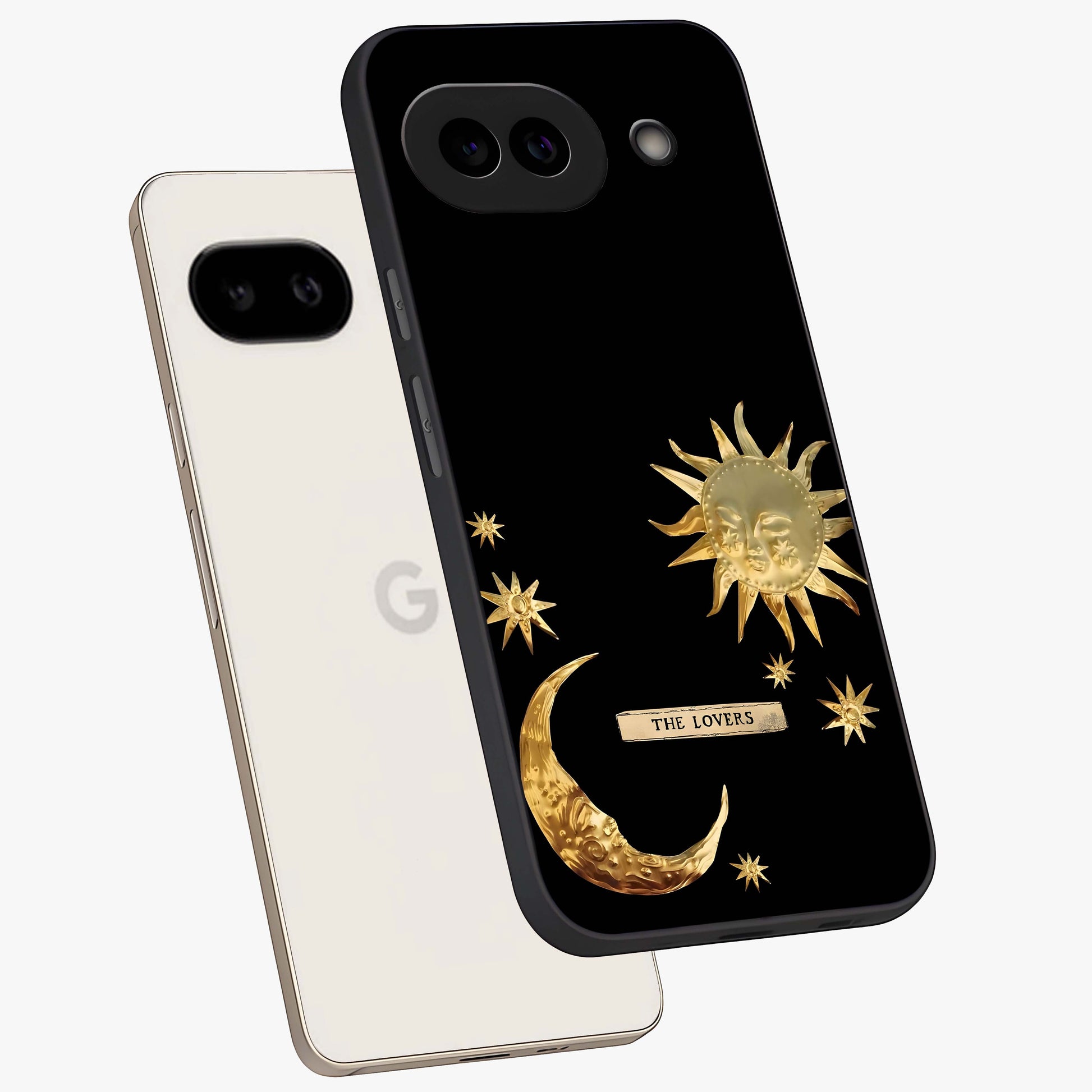 Gold Sun Blush Glass Case displayed in angled mockup highlighting radiant sun design with warm golden aesthetic.