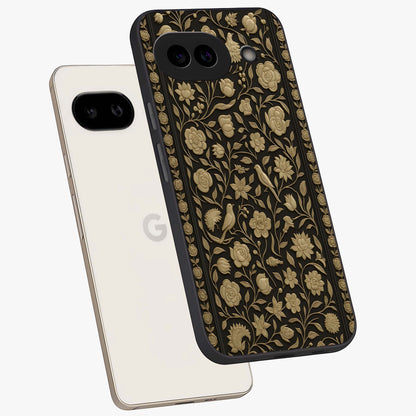 Golden Evil Eye Mandala Glass Case displayed in angled mockup highlighting protective evil eye symbol with golden mandala design.