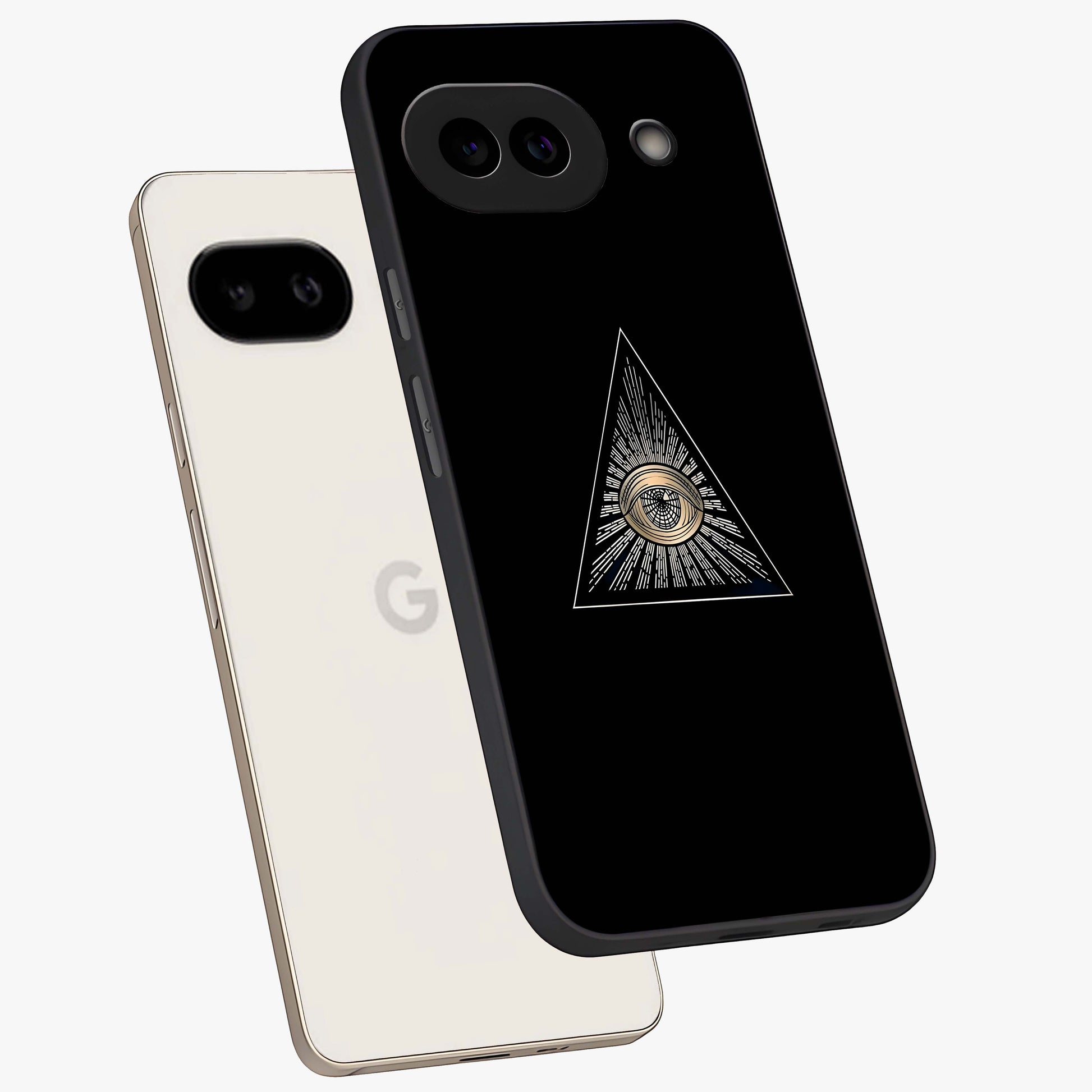 Illuminati Evil Glass Case displayed in angled mockup highlighting dark occult inspired design with bold aesthetic style.