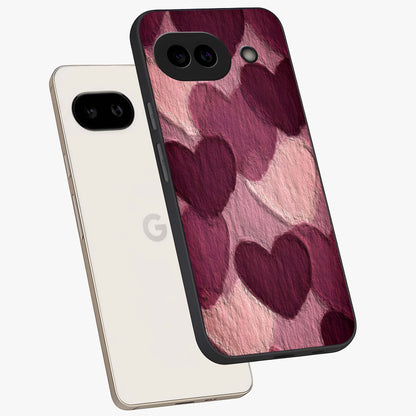 Layered Paper Hearts Glass Case displayed in angled mockup highlighting creative paper craft heart design with romantic aesthetic.