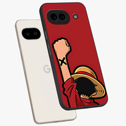 Luffy X Spirit Glass Case displayed in angled mockup highlighting powerful anime design with energetic action aesthetic.