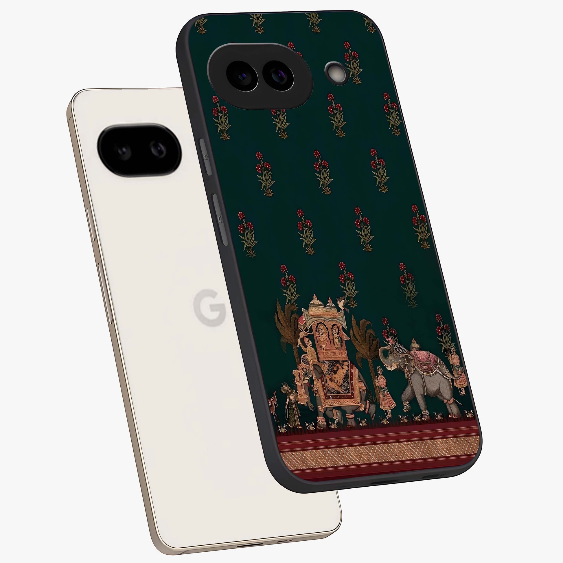Macmerise Glass Case displayed in angled mockup highlighting trendy graphic design with sleek aesthetic style.