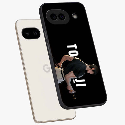 Midnight Blade Resolve Glass Case displayed in angled mockup highlighting powerful blade illustration with dramatic dark aesthetic.