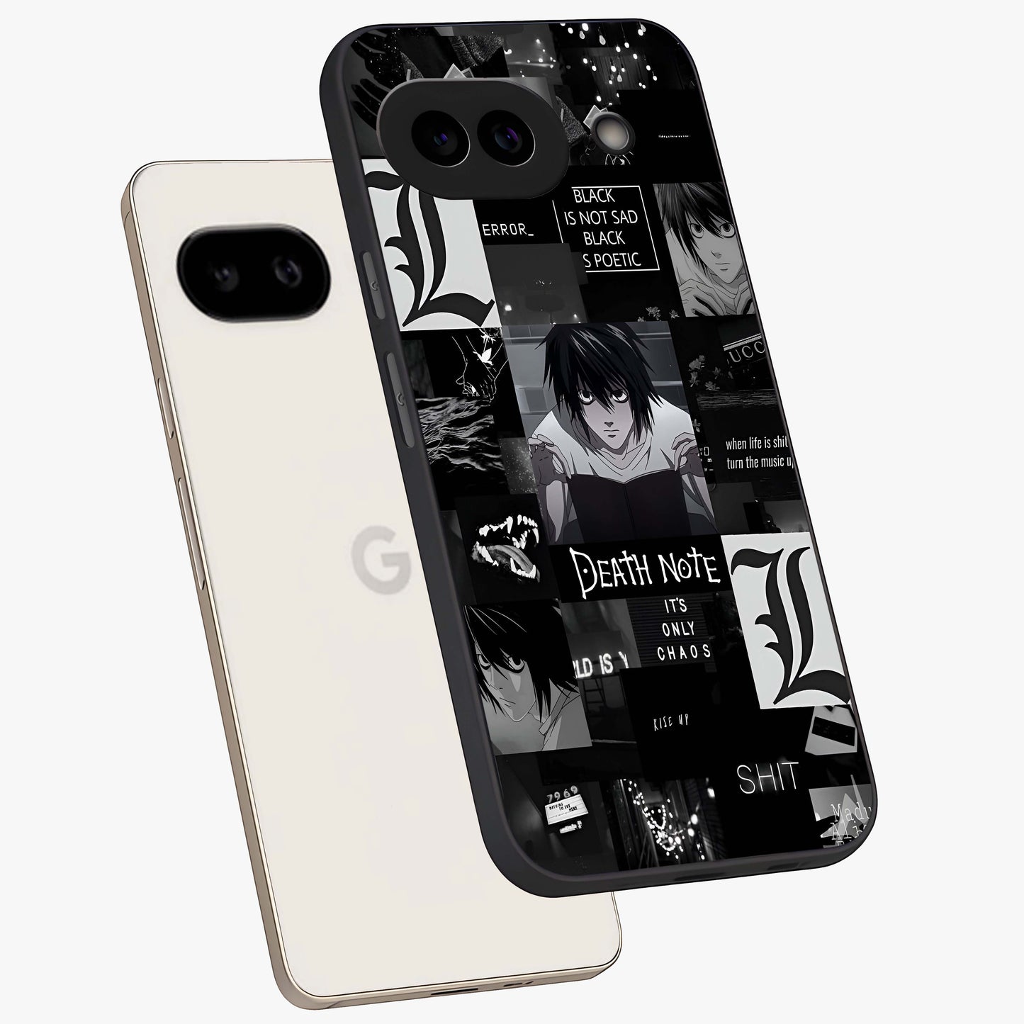 Midnight Chaos Mind Glass Case displayed in angled mockup highlighting chaotic artistic design with dramatic midnight aesthetic.