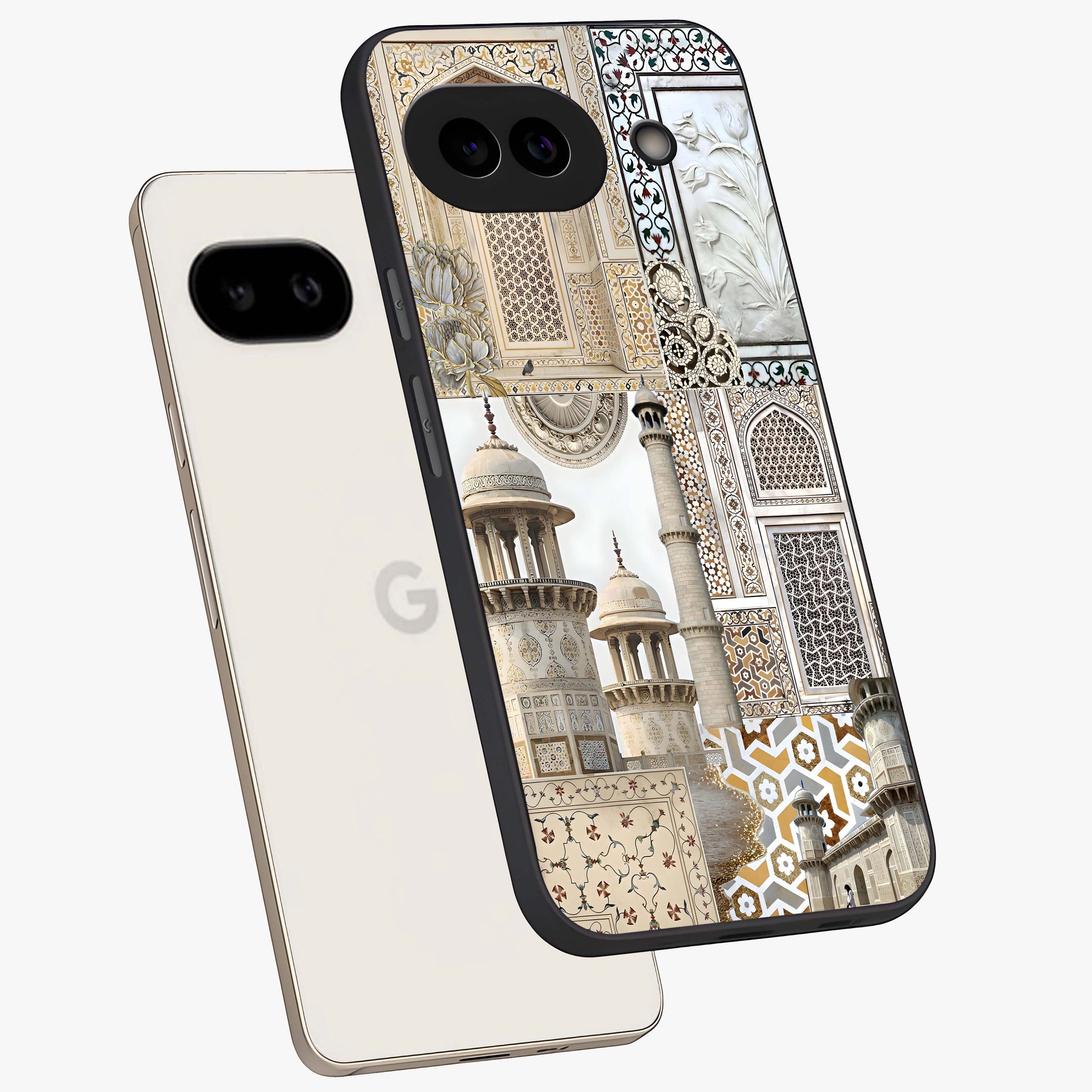 Mughal Marble Legacy Glass Case displayed in angled mockup highlighting elegant heritage marble artwork with royal aesthetic.