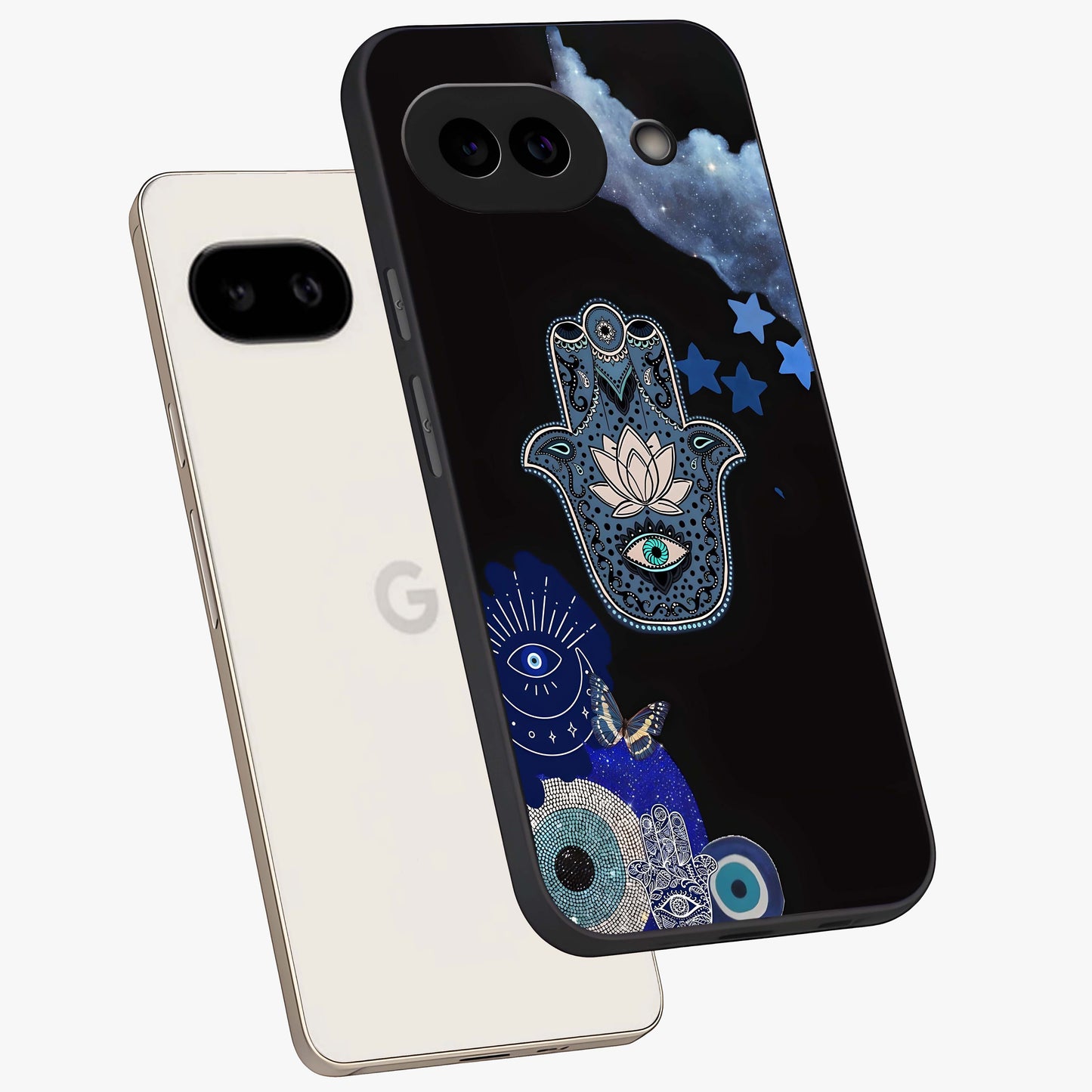 Mystic Hand Aura Glass Case displayed in angled mockup highlighting magical aura design with spiritual aesthetic style.
