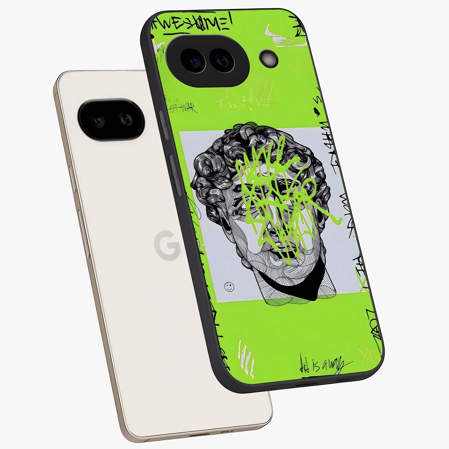 Neo Graffiti Rebellion Glass Case displayed in angled mockup highlighting urban street art design with rebellious aesthetic.