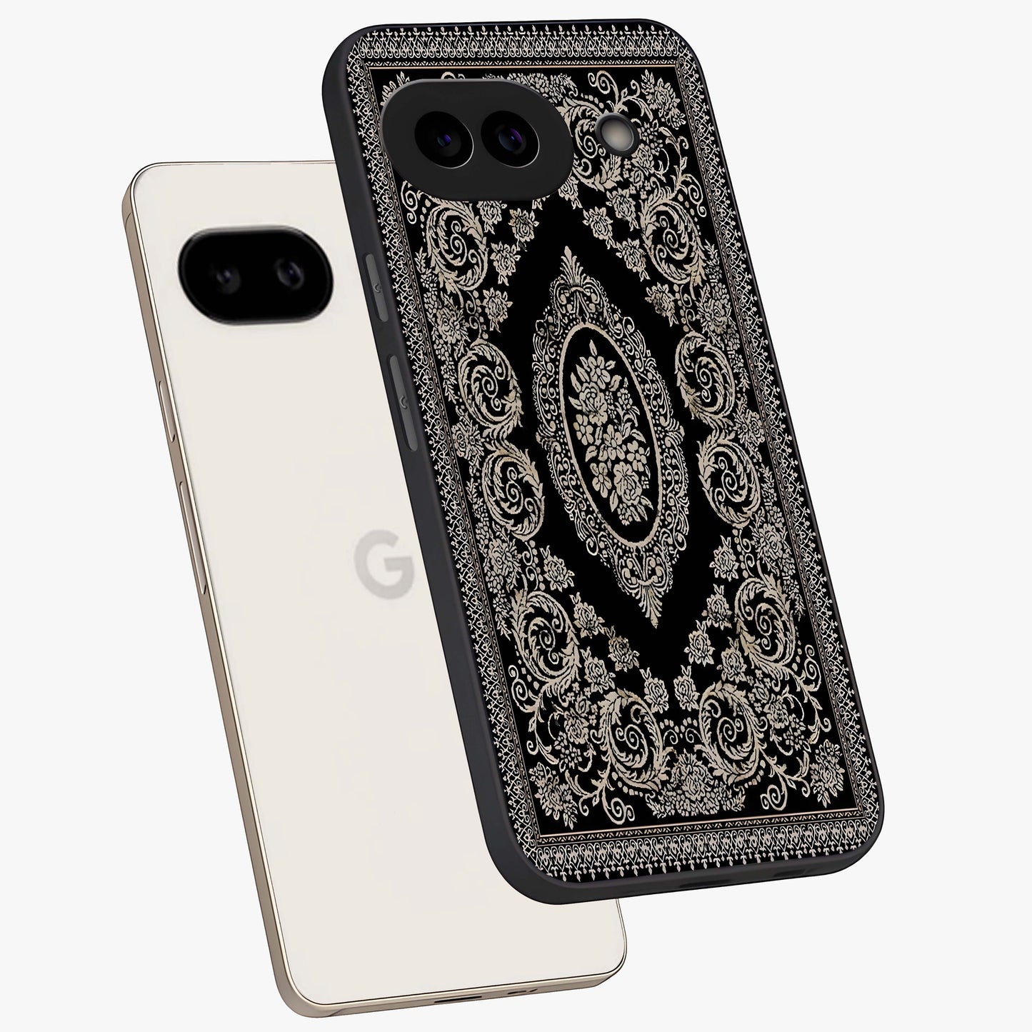 Noir Bloom Elegance Glass Case displayed in angled mockup highlighting refined flower design with stylish noir aesthetic.