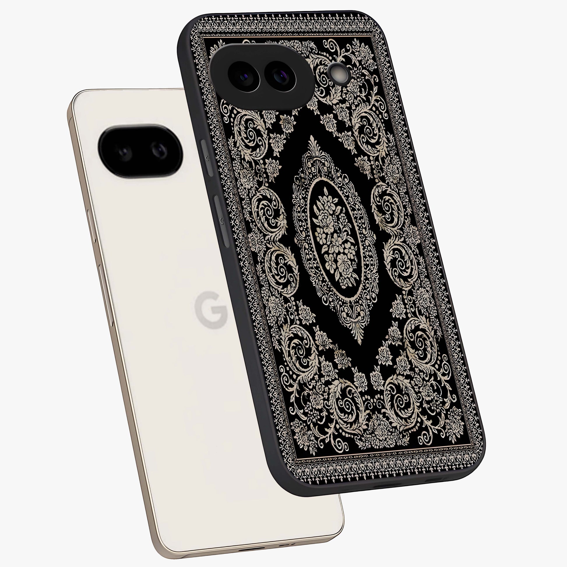 Noir Bloom Elegance Glass Case displayed in angled mockup highlighting refined flower design with stylish noir aesthetic.