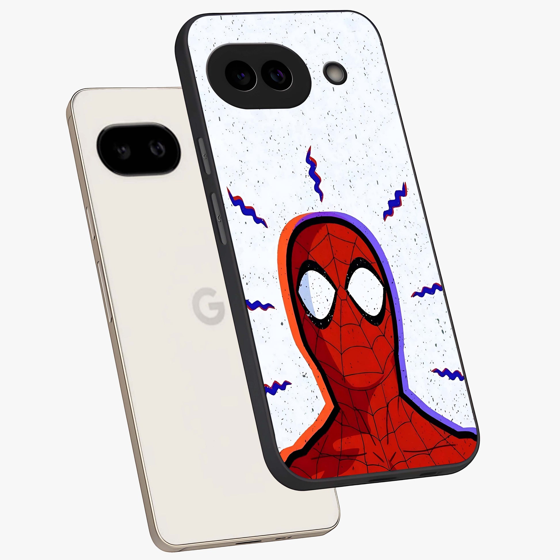 Omg Spiderman Glass Case displayed in angled mockup highlighting dynamic hero illustration with action comic aesthetic.