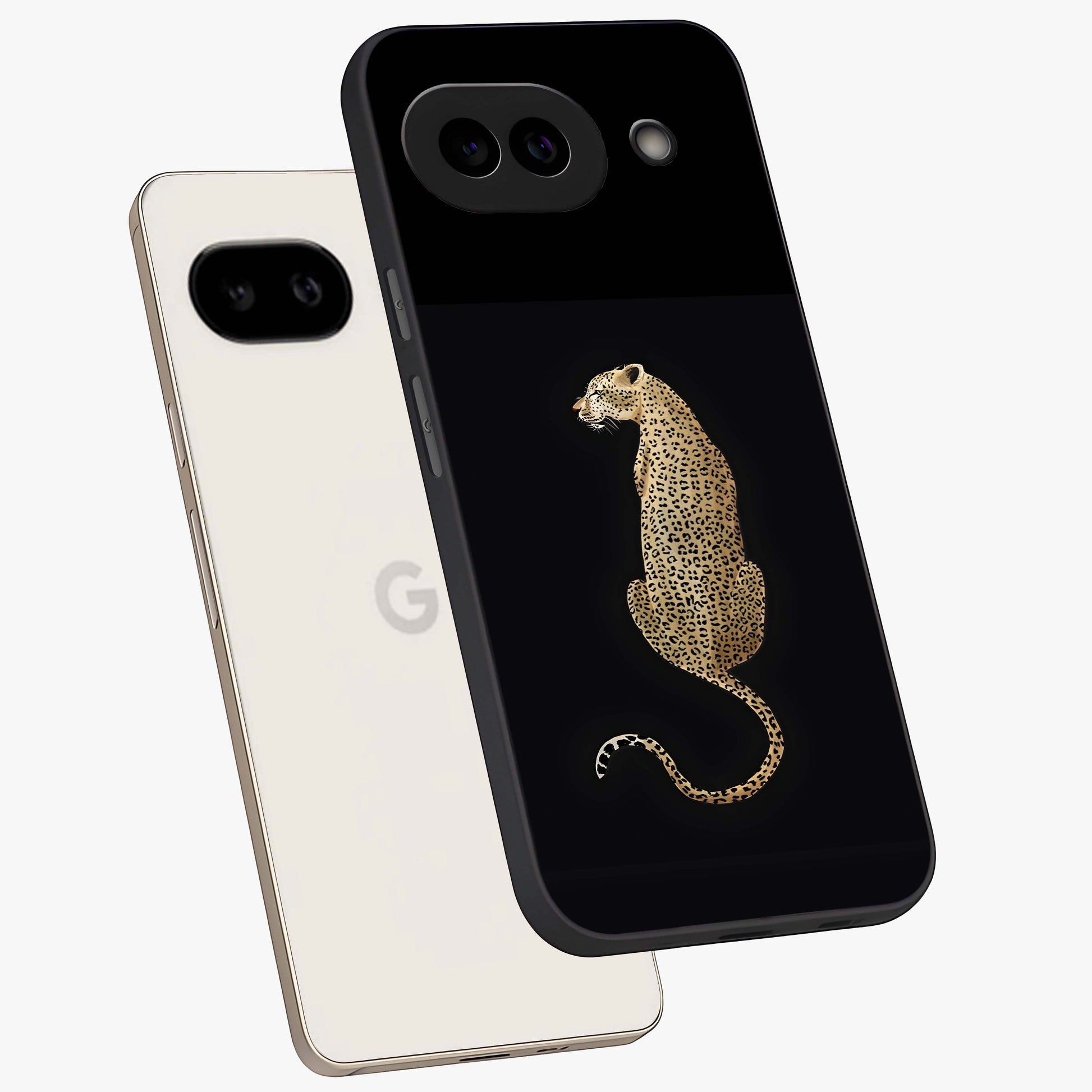 Regal Leopard Glass Case displayed in angled mockup highlighting powerful animal illustration with stylish wild aesthetic.