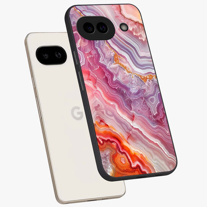 Rose Quartz Marble Glass Case displayed in angled mockup highlighting elegant marble pattern with soft aesthetic style.