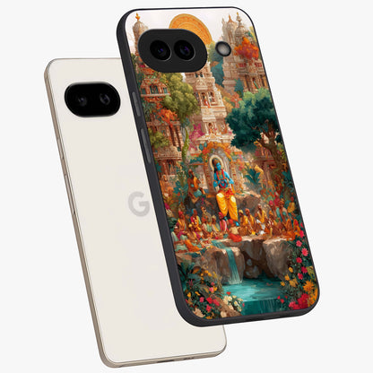 Sacred Sunlight Gods Glass Case displayed in angled mockup highlighting radiant spiritual design with celestial aesthetic.