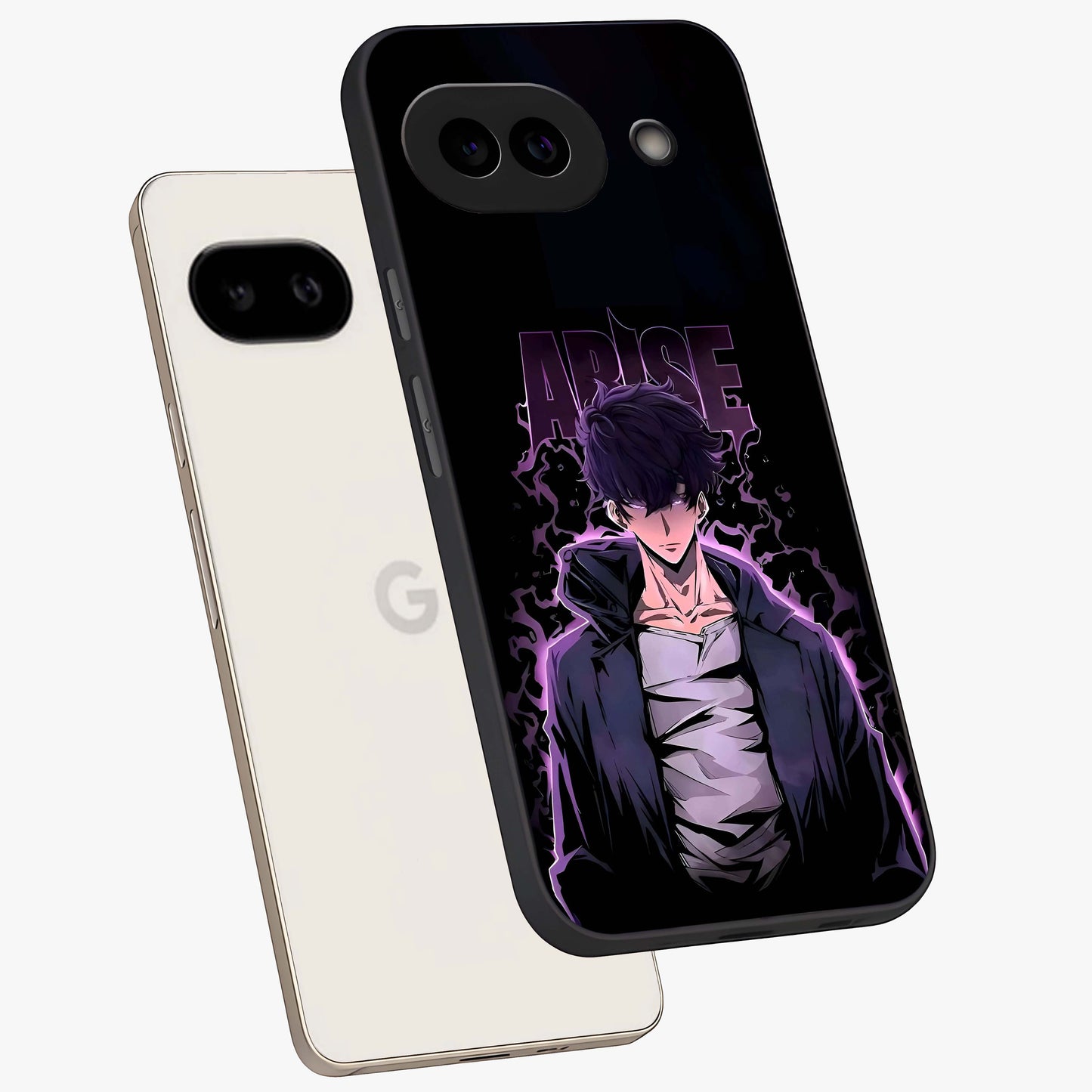 Shadow Monarch Awakening Glass Case displayed in angled mockup highlighting dramatic shadow warrior design with fantasy aesthetic.