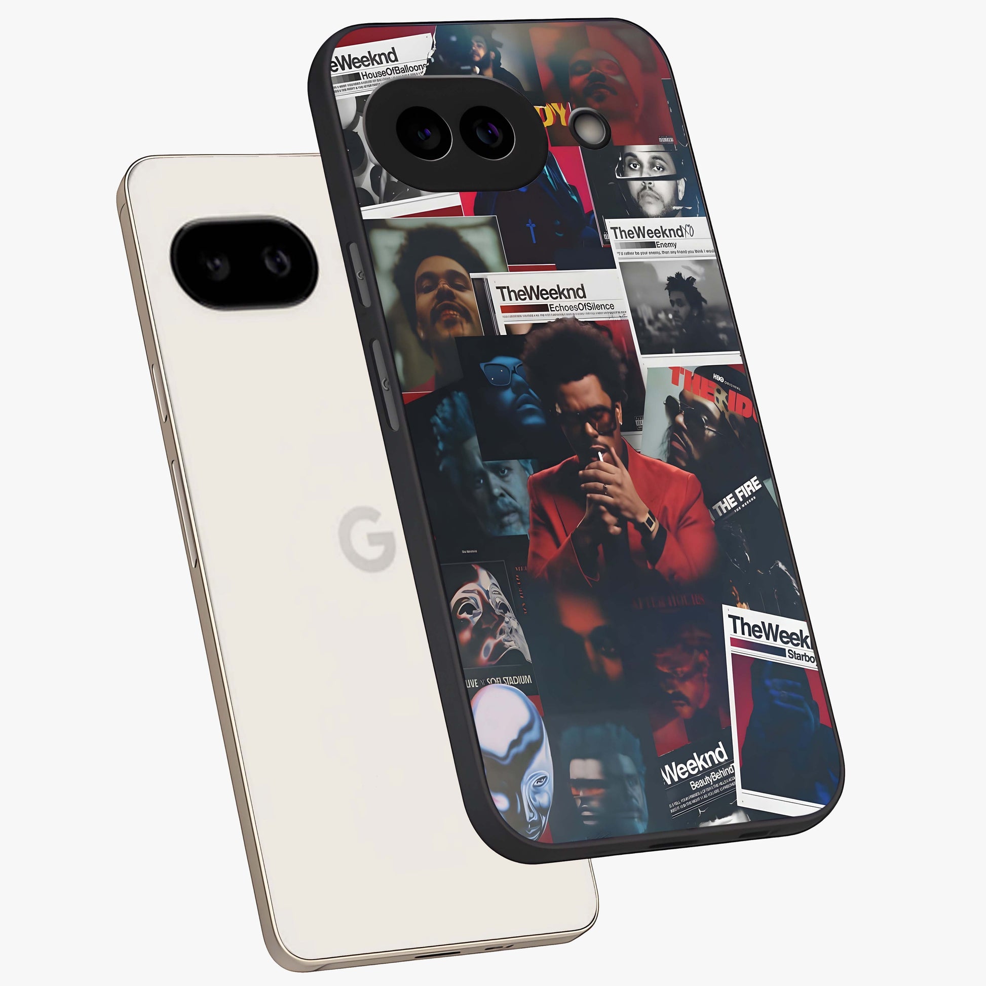 The Weeknd Glass Case displayed in angled mockup highlighting stylish pop culture inspired design with modern aesthetic.