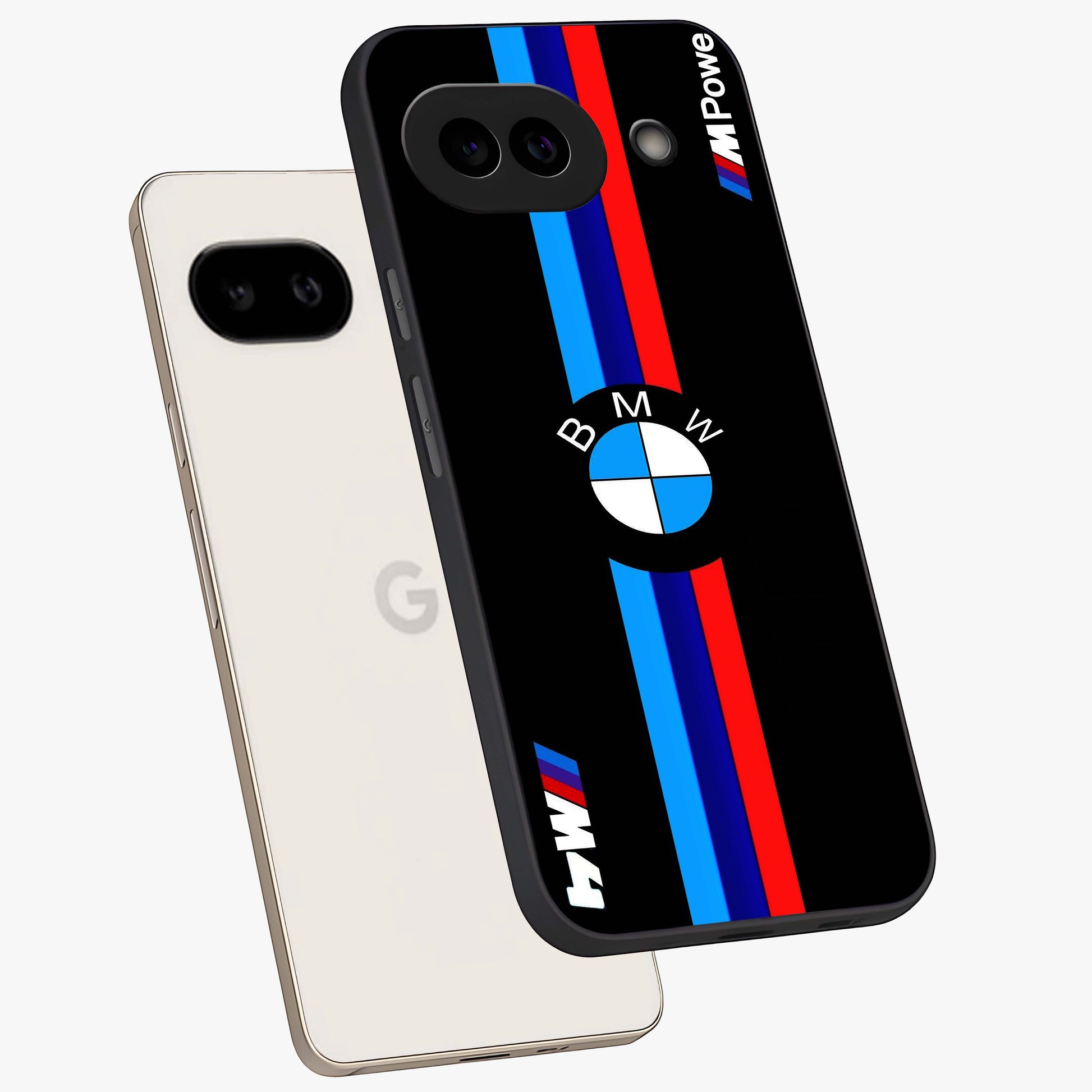 Turbo BMW Beast Glass Case displayed in angled mockup highlighting sleek racing car design with bold automotive aesthetic.