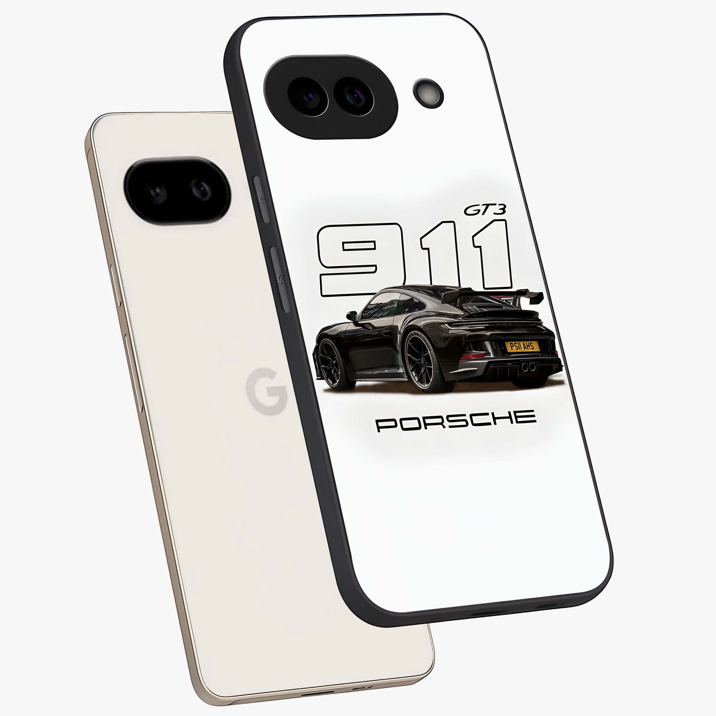 Turbo Legacy Icon Glass Case displayed in angled mockup highlighting dynamic automotive design with performance aesthetic.
