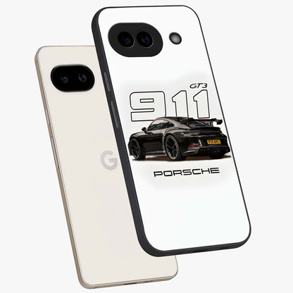 Turbo Legacy Icon Glass Case displayed in angled mockup highlighting dynamic automotive design with performance aesthetic.