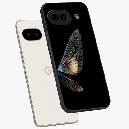Whispers Of Wings Glass Case displayed in angled mockup highlighting soft feather design with celestial aesthetic style.