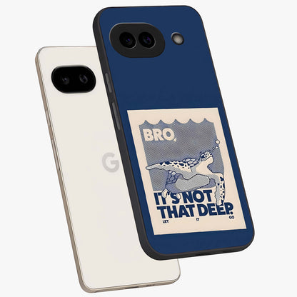 Worry Less Swim Glass Case displayed in angled mockup highlighting fun typography design with relaxed aesthetic style.
