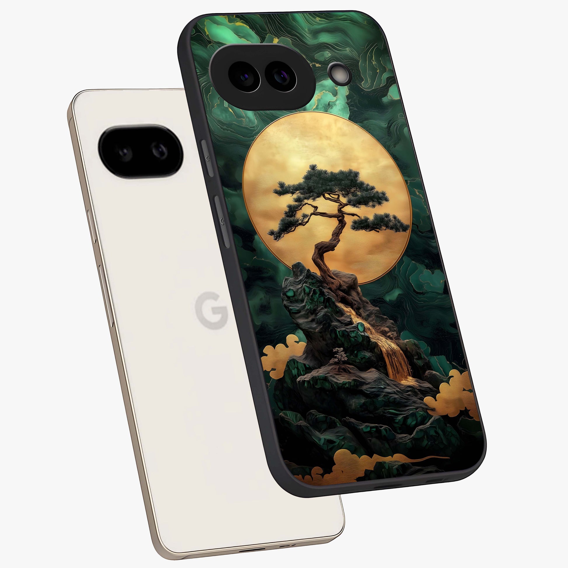 Zen Moon Rise Glass Case displayed in angled mockup highlighting peaceful lunar design with zen aesthetic style.