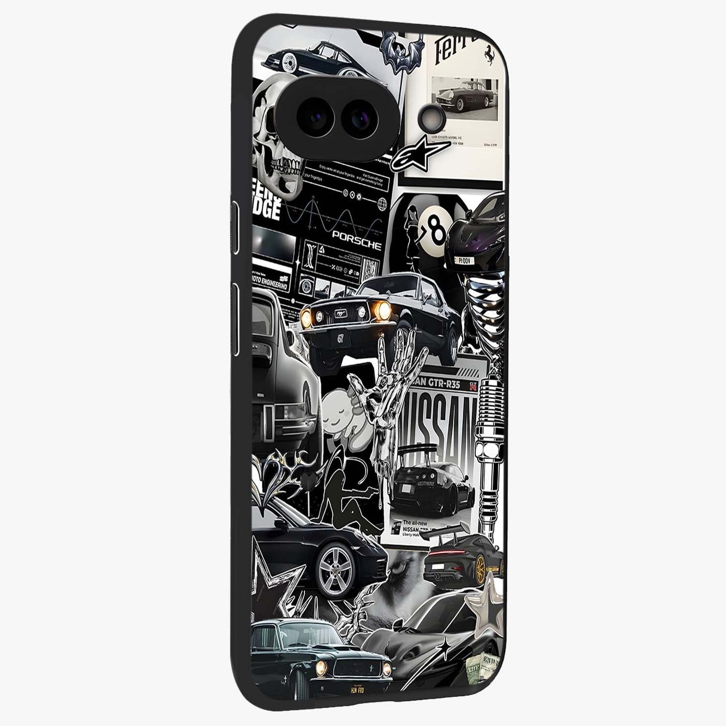 Aesthetic Dark Love Glass Case upright view showcasing dramatic romantic artwork with modern aesthetic style.