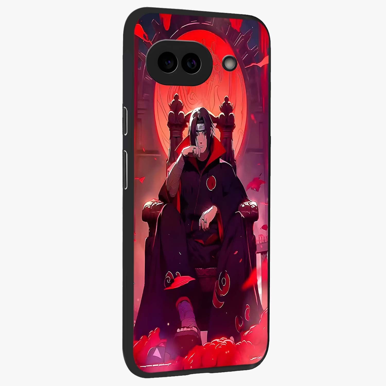 Blood Moon Sovereign Glass Case upright view showcasing powerful moon inspired artwork with cosmic aesthetic style.