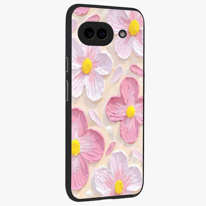 Blush Bloom Texture Glass Case upright view showcasing delicate blush floral texture with modern minimal style.