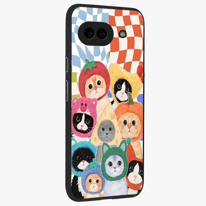 Cats in Fruits Glass Case upright view showcasing charming cat artwork with fun fruity theme.