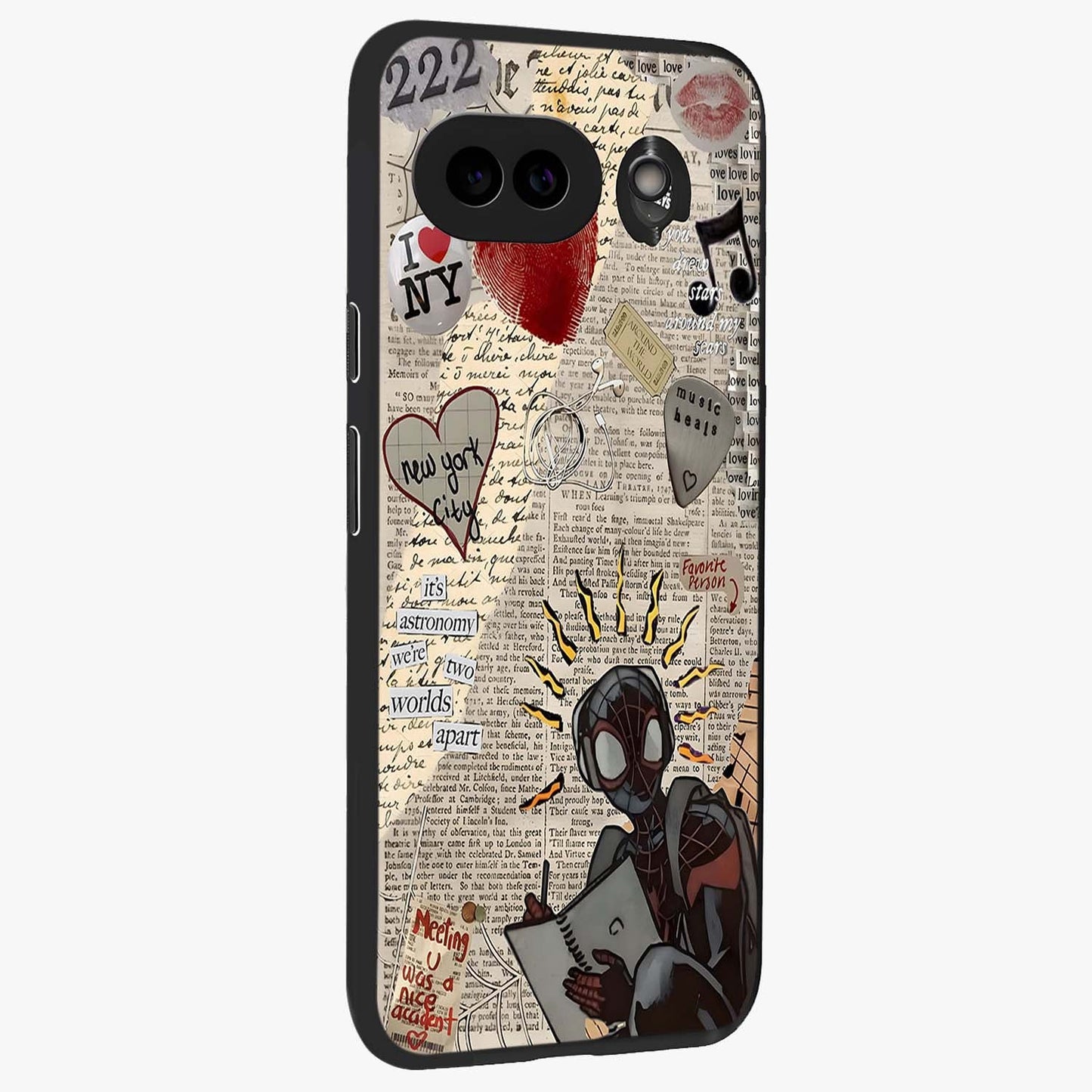 City Dream Sketch Glass Case upright view showcasing urban skyline artwork with stylish hand drawn design.