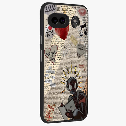City Dream Sketch Glass Case upright view showcasing urban skyline artwork with stylish hand drawn design.