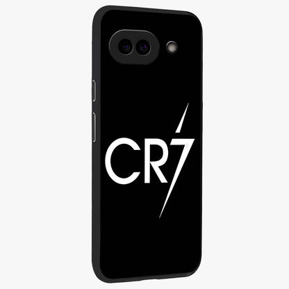 Cr7 Elite Strike Glass Case upright view showcasing energetic football inspired design with modern sports aesthetic.