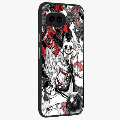 Crimson Chaos Panel Glass Case upright view showcasing intense crimson artwork with dramatic aesthetic style.