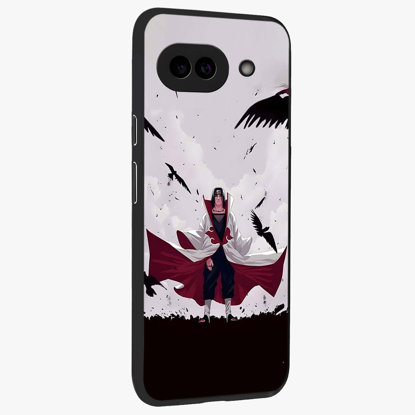 Crimson Crow Ascension Glass Case upright view showcasing dramatic crow artwork with bold gothic theme.