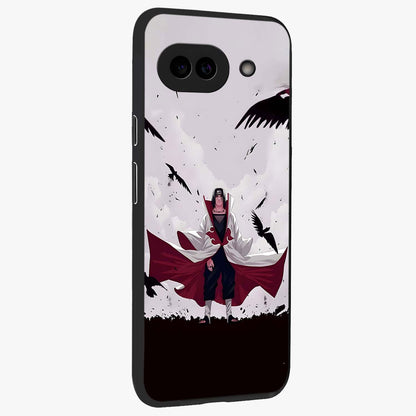 Crimson Crow Ascension Glass Case upright view showcasing dramatic crow artwork with bold gothic theme.