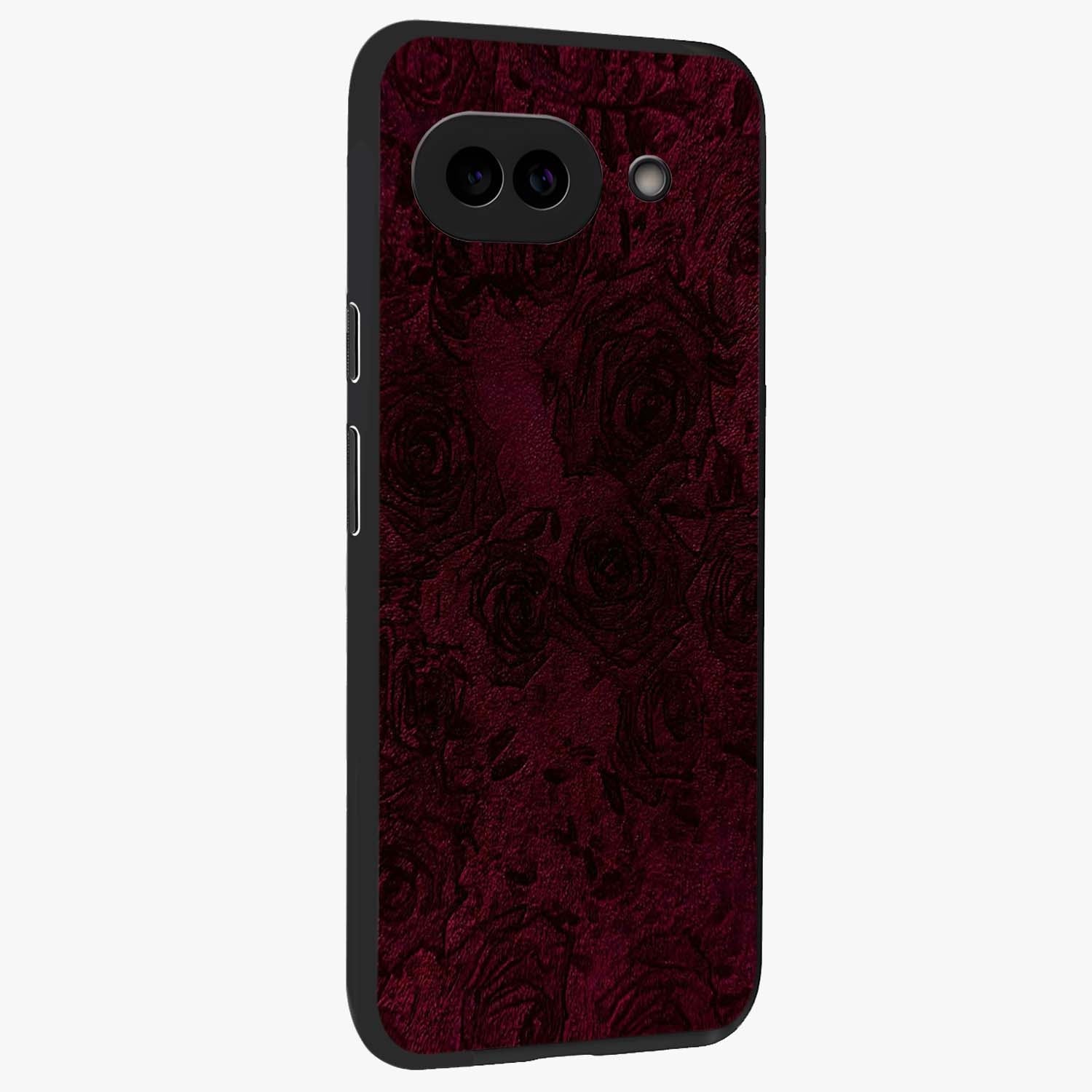 Crimson Fade Flow Glass Case upright view showcasing dynamic crimson flow artwork with stylish abstract theme.